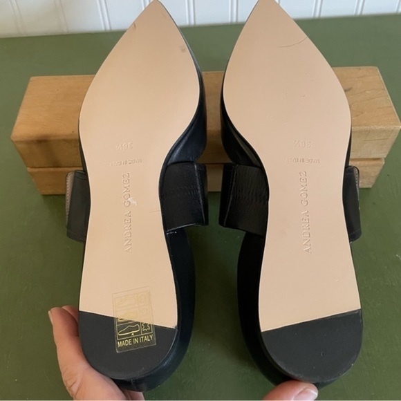 NWT Andrea Gomez DAKOTA Ballet Flat Mary Janes in Black Leather with Pearl Deco - Picture 4 of 12